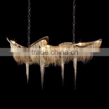 Luxury chain hanging chandelier chrome aluminum chandelier for decorative