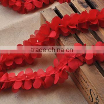 3D chiffon flower lace trimmings,decorative ruffle petals lace trim for dresses                        
                                                Quality Choice