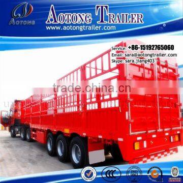 Truck trailer type 3 axles two storages 50 head cow livestock fence truck trailer/cattle transport trailer for sale