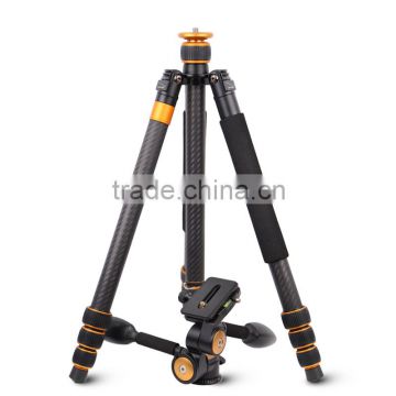 Q988C Most stable professional portable carbon fiber camera tripod for digital DSLR 1680mm telescopic tripod leg