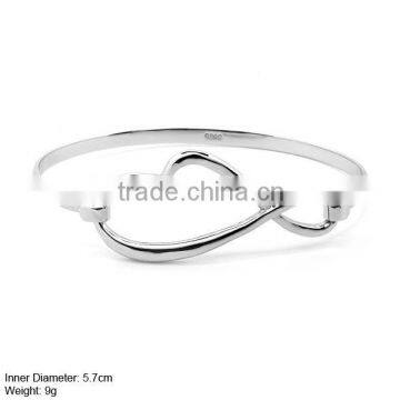 925 Silver Bangle without MOQ, Plain Silver Heart Bangle (SZ-88)