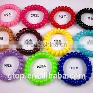 Plastic mixed color elastic quality candy cheap women telephone wire hair circle A-0006