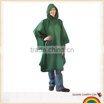 Hooded vinyl rain poncho