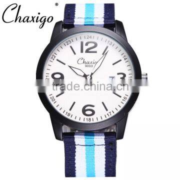 Chaxigo New Custom Logo Auto Date Watch Manufacturer Design Fashion Fabric Men Wrist Watches 2016