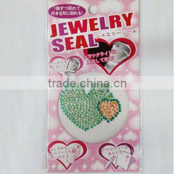 cute shape diamond color sticker/loving heart decorative diamod sticker for macbook