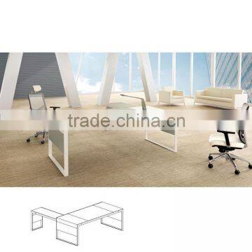 Modern White Shining Desktop L Shape Steel Office Desk