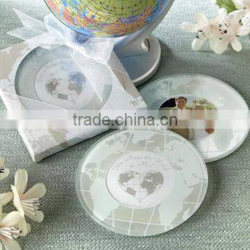 Modern custom round globe glass photo frame wedding favor gift