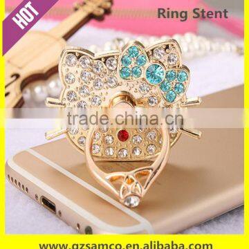 Samco Bling Diamond Cute Kitty Head Universal Ring Holder Grip with Stand Holder for Any Smartphones and Device