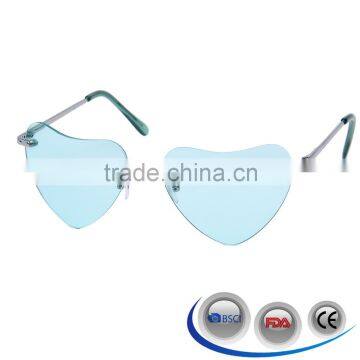 Progressive Dual Colors Rimless Women Metal Heart Shaped Sunglasses