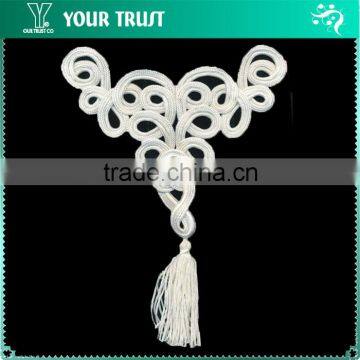 Height 25 Centermeter All White Sew On 100% Nylon Chinese Knot Frog Buttons