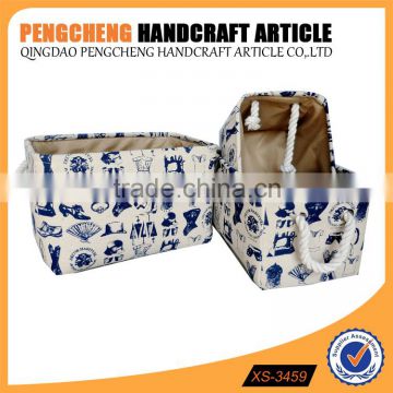 Beautiful blue printing storage box cotton handle