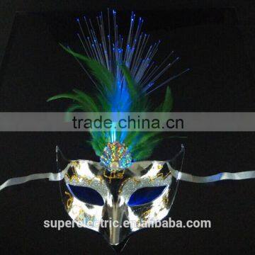 Wholesale Carnival Dancing Ball Favor LED Mask Women Face Mask Halloween Party Mask With LED Lights and Feather photo-3