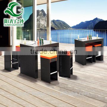 2016 Hot sale cheap rattan long bar tables and chairs