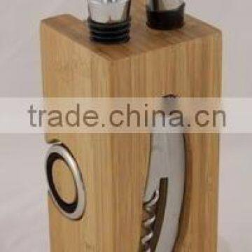 wine tools set with bamboo stand