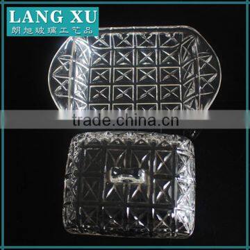 Carved Lidded Glass Cream Butter Dishes With Lids photo-2