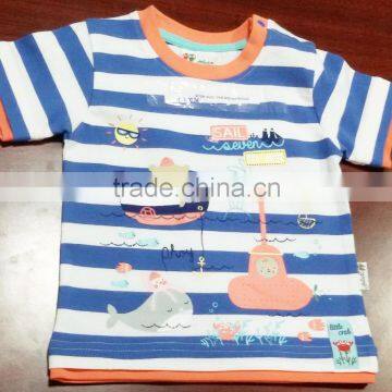 BABY TSHIRT STRIPES BOAT PRINT