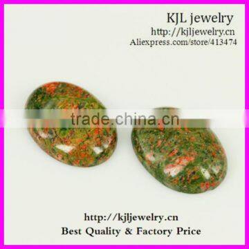 KJL-BD5333 Wholesale Natural flatback egg shape Unakite Jasper Gemstones lose beads 7X18X25mm