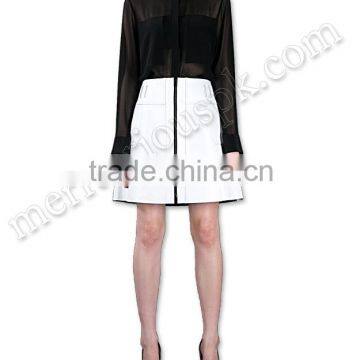 Women Fashion White Leather Skirts