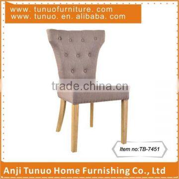 Rubber wood dining chair,Patchwork back with buttons,Copper nails around,TB-7451