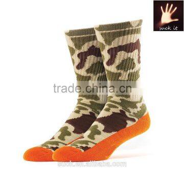 new Designs Camo cycling Crew Socks Adult Orange Size 8-13