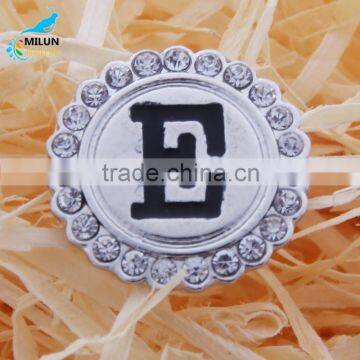 wholesale E letter crystal metal snap button Bracelets