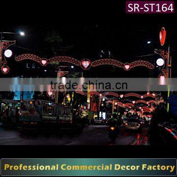 Customize commercial cross Street LED heart motif decoration for valentina day decoration