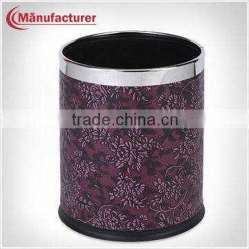 Double Layer PU Leather Coated Hotel Room Dustbin/Bathroom Faux leather Waste Bin Ring/Trash Can