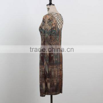 Latest Dress 2016 Spring Autumn Long Sleeve Dress for Mature Woman Sexy Net Back Dress OEM/ODM Supply