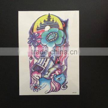 WX- 041 Cartoon Horse Temporary Tattoos/ Custom CMYK Tattoo Sticker/ Fake Body Tattoo