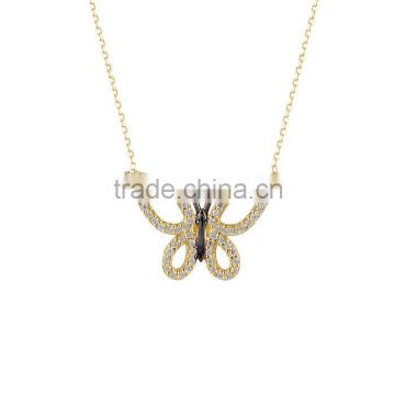 14K Solid Gold Latest Design Butterfly Charm Necklace