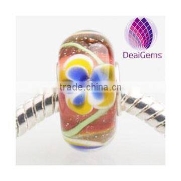 European big hole blue rondelle lampwork glass loosely beads