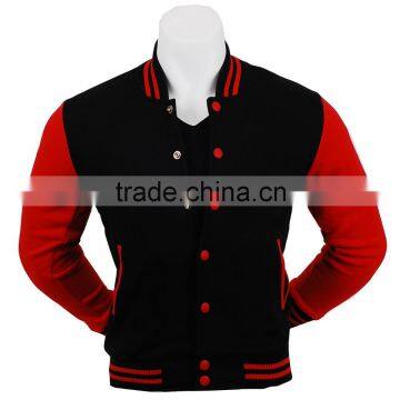 2 colors black/red bomber plain blank varsity jacket