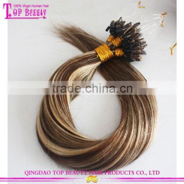 2016 Best Selling No Shedding Tangle Free Wholesale Price 100% Remy Brazilian Ombre Micro Ring Loop Hair Extensions