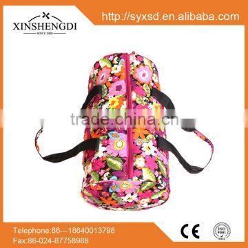 2016 Hot Best Selling High Quality 100% Cotton Quilted Fabric Floral Fashion Fancy Hipster Women's Beach Duffel Travel Bag