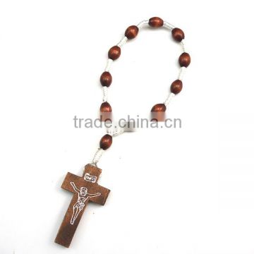 Rosary,religious light colour lotus wooden decade rosary, cheap rosary,wooden beads rosary bracelet