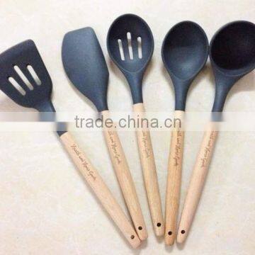 wood,Bamboo and Silicone Kitchen Utensil Set