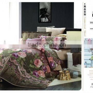 100% cotton reactive printed brushed fabric 3D bedding set wholesale