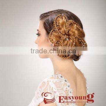 Blonde braids hair accessories, wigs hair flower, synthetic hair pieces for updo bride