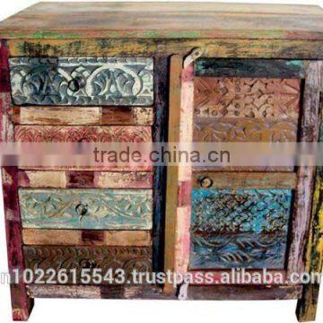 Antique Reclaimed Furniture Chest of Drawer and Door , Jodhpur painted furniture ABCD Cabinet