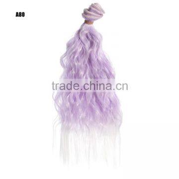 Purple Ombre Wavy Hair Curly Extension Bundles for Doll