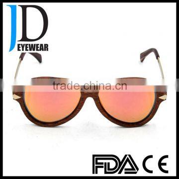 High Quality Classic Wood Metal Combination Aviator Wood Sunglasses