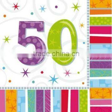 Birthday Parties By Age/50th birthday party supplies Tableware / Radiant 50th Birthday Party napkins Pk 16