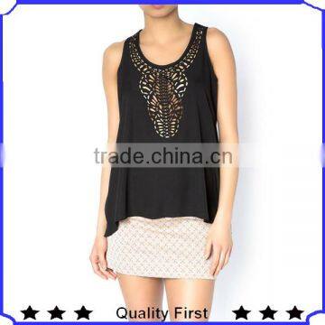 Sleeveless Burn out Summer 2016 Women Clothes images of chiffon tops