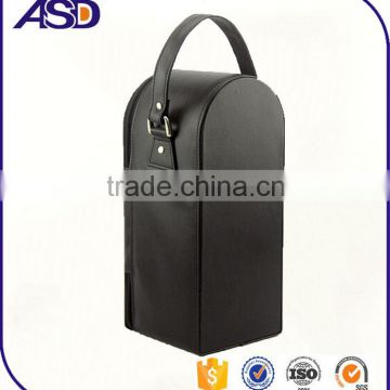 customized loto printing Black leather wine bags with handle