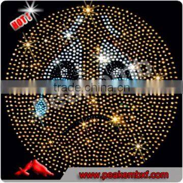 Latest Custom Women's Clothing Iron on Emoji Rhinestone Cyrstal Appliques