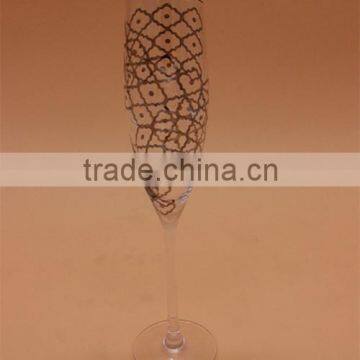 Gold Decal Oblique Mouth Champagne Glass