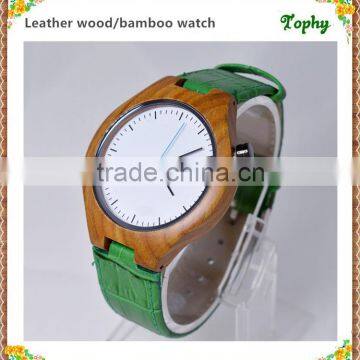 Japan movement newest special genuine leather strap wood dial unisex watches