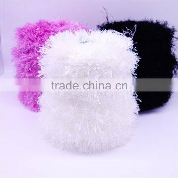 100% polyester feather yarn , with heat setting hand knitting yarn for scarf