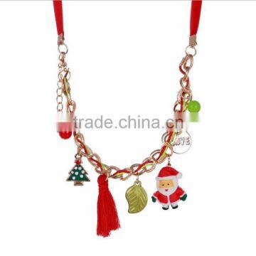 Free shipping kids jewelry children gift red tassel Necklace Father Christmas Pendant