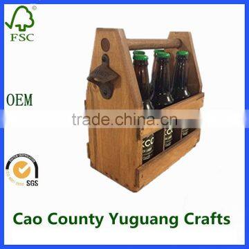 Handcrafted Wooden Portable Beer Carrier Holder Tote photo-2